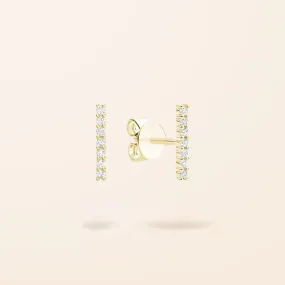 10K Gold Diamond Bar Stud Earrings