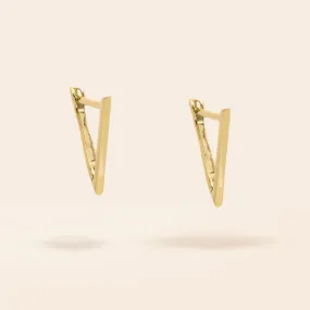 10K Gold Triangle Huggie Earrings