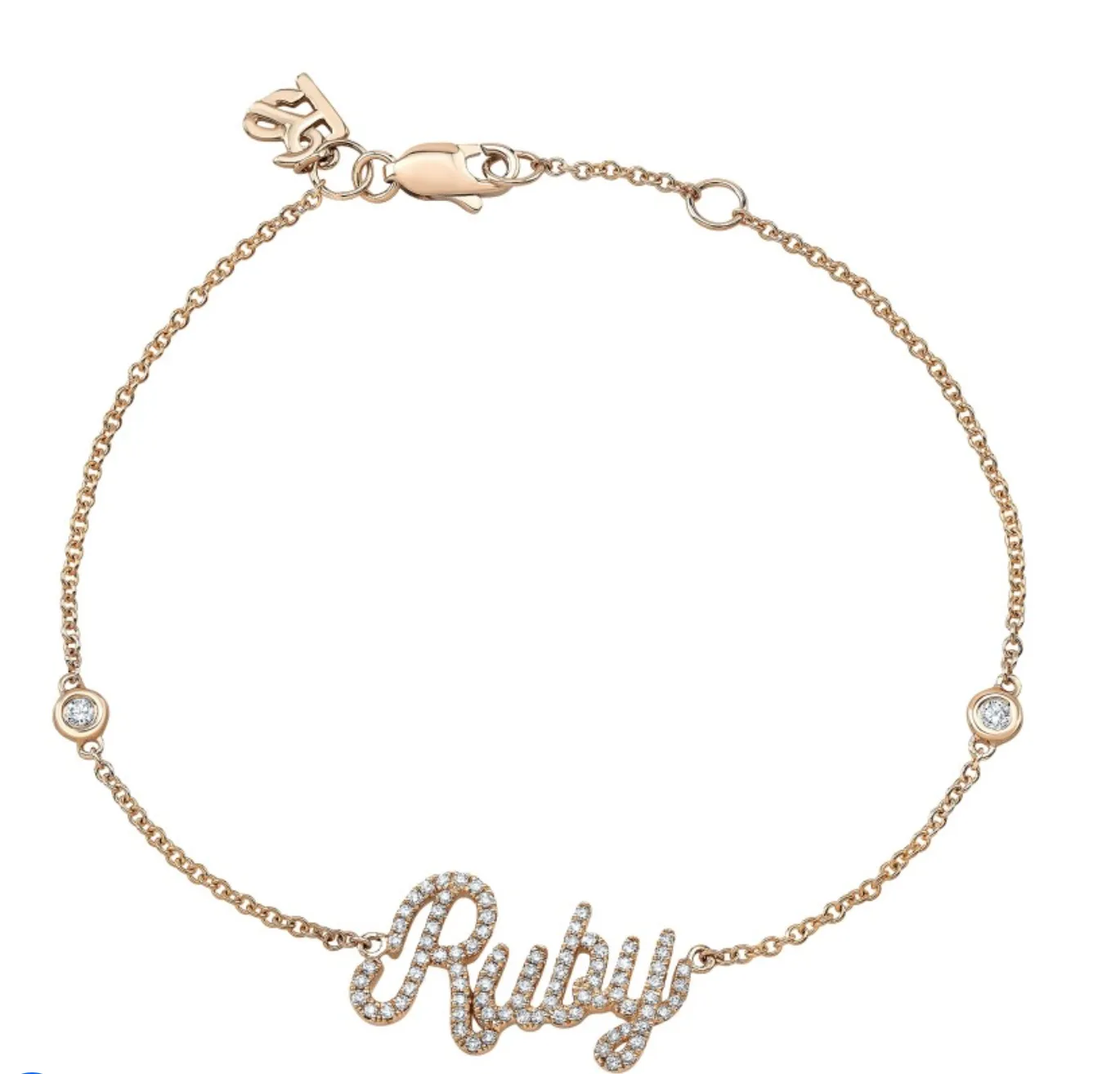 14K Yellow Gold Diamond Script Name Bracelet