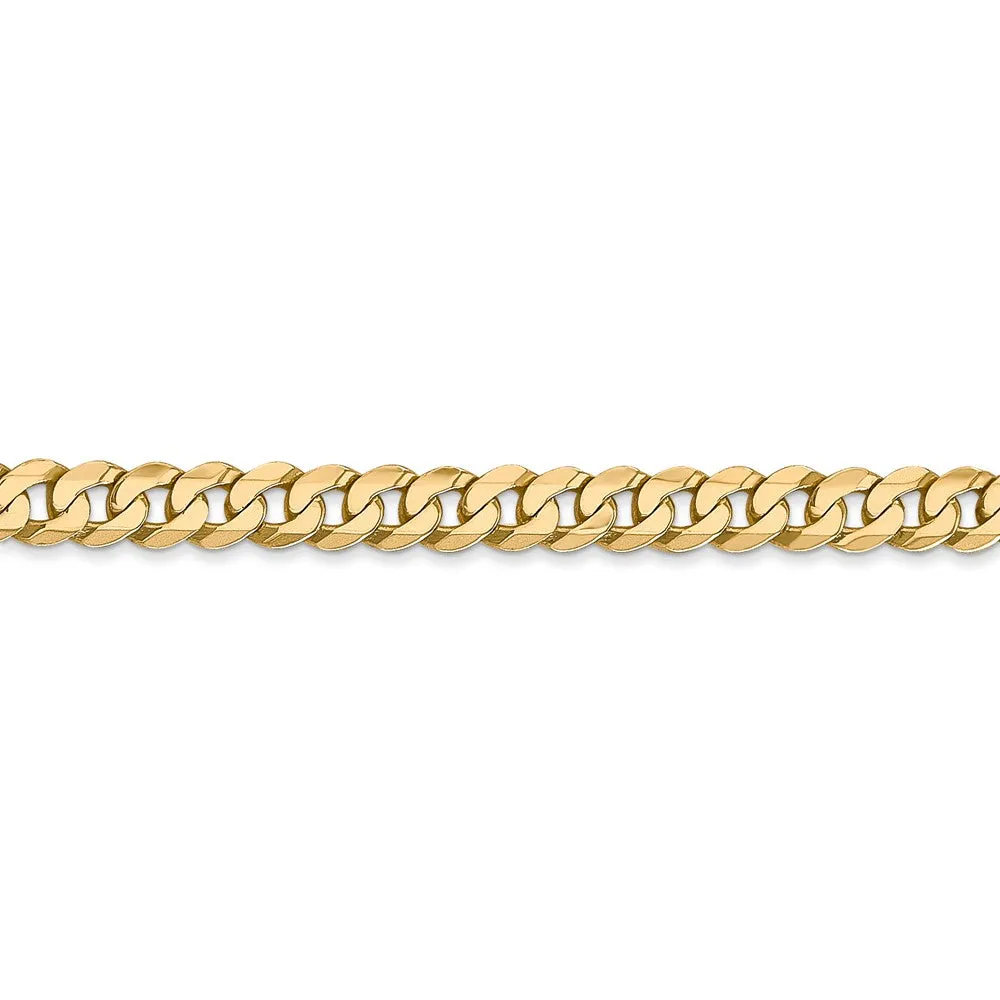 4.6mm, 14k Yellow Gold Solid Beveled Curb Chain Bracelet