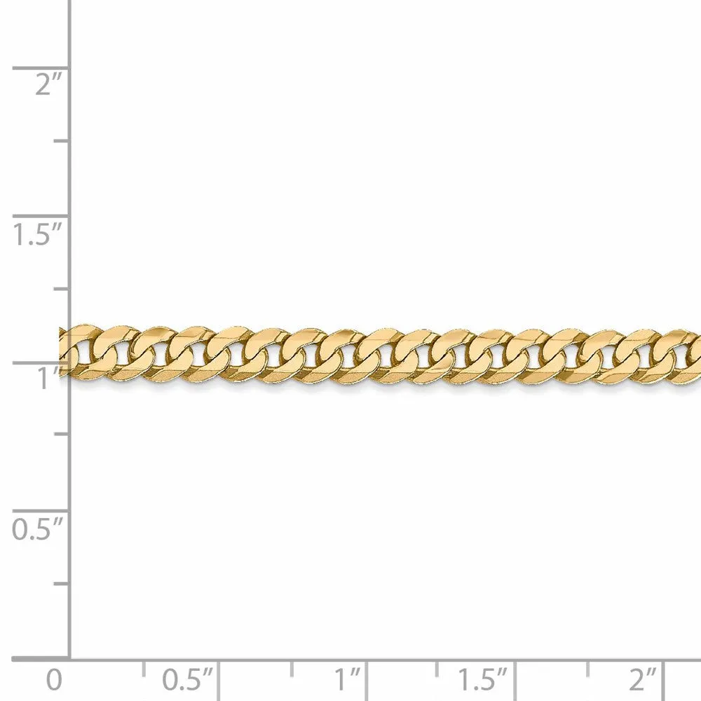 4.6mm, 14k Yellow Gold Solid Beveled Curb Chain Bracelet