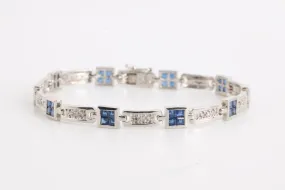 7 14k White Gold 0.15tcw Diamonds and 2.64tcw Sapphire Bracelet (11.92g.)