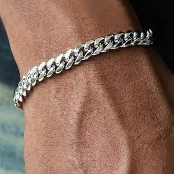 8mm White Gold Cuban Bracelet