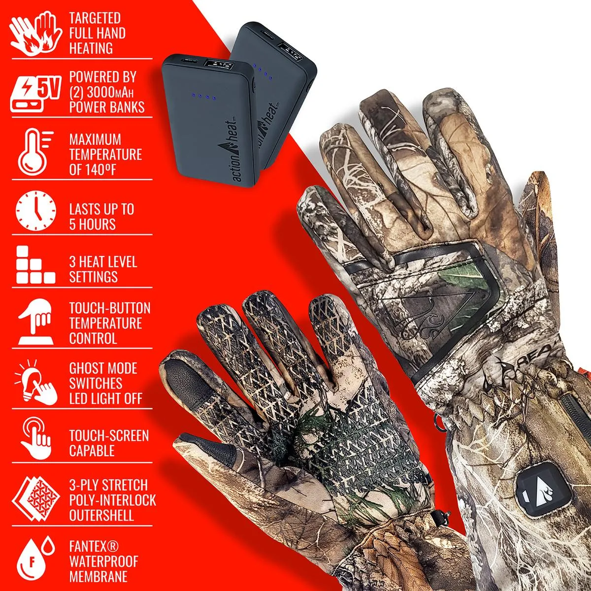 ActionHeat 5V Women's Featherweight Battery Heated Hunting Gloves