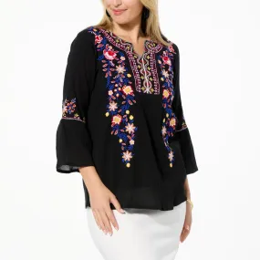      Antthony Embroidered Crepe Woven Tunic     