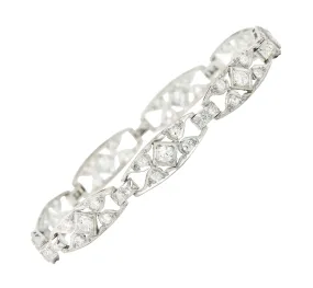 Art Deco Diamond Platinum Panel Link Bracelet