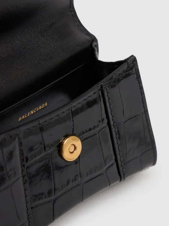 Balenciaga   Mini Hourglass croc embossed leather bag 