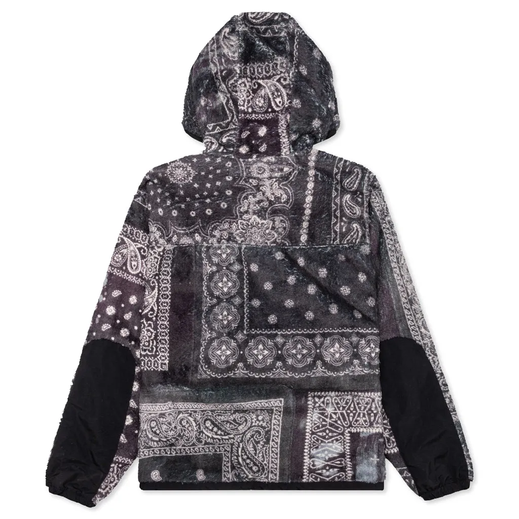 Bandana Pattern Fleece Jacket - Black