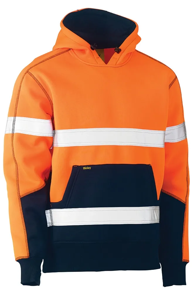 Bisley Workwear BK6619T_TT05 Pullover Hoodie - Taped Hi Vis Polyester Two Tone Fleece - Orange/Navy - XS