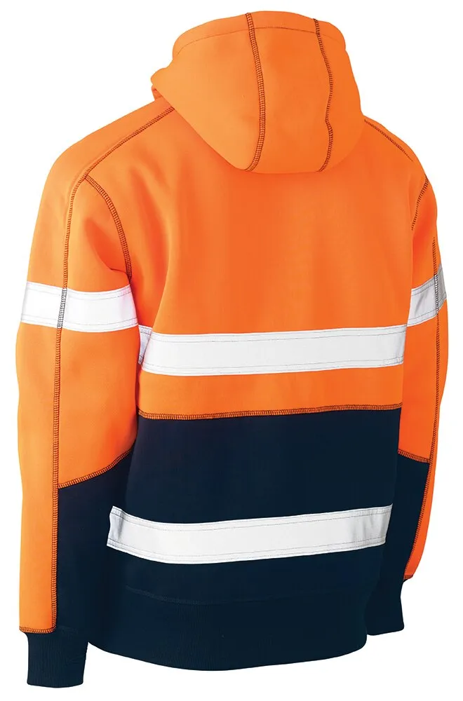 Bisley Workwear BK6619T_TT05 Pullover Hoodie - Taped Hi Vis Polyester Two Tone Fleece - Orange/Navy - XS