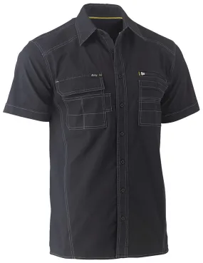 Bisley Workwear Flex & Move BS1144 Work Shirt - Men - Utility - Short Sleeve - Black - XS