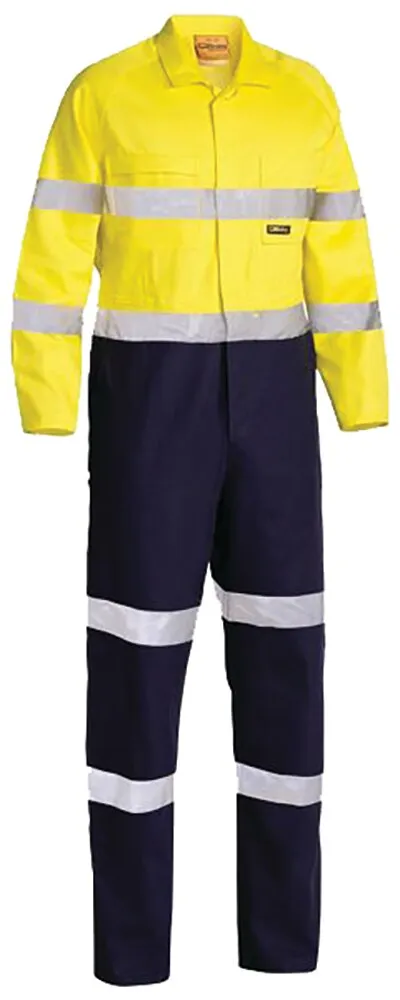 Bisley Workwear TT01 BC6357T Coverall - Reflective Taped - Hoop Pattern - Hi-Vis - Yellow/Navy - 77R