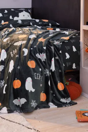 Black/Orange Halloween Bat Supersoft Fleece Throw