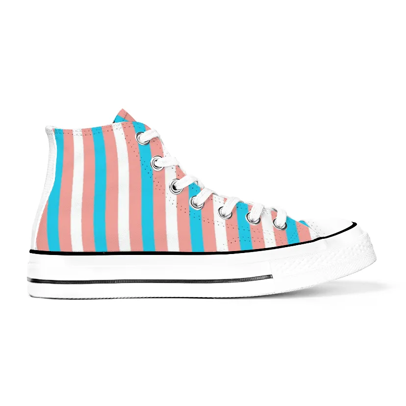 Blue Pink White Pride Candy Striped 'Converse Style' Canvas High-Top Sneakers