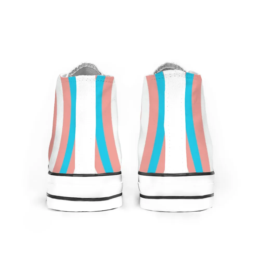 Blue Pink White Pride Candy Striped 'Converse Style' Canvas High-Top Sneakers