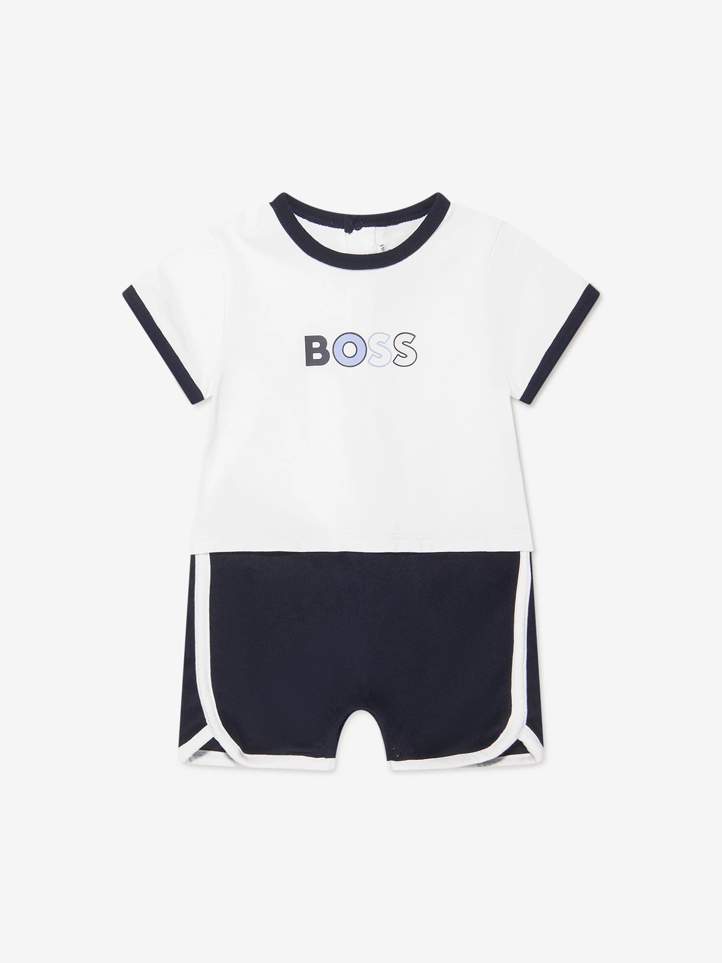 BOSS Baby Boys Organic Cotton Romper in Navy