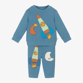 Boys Blue Cosmic Print Organic Cotton Tracksuit