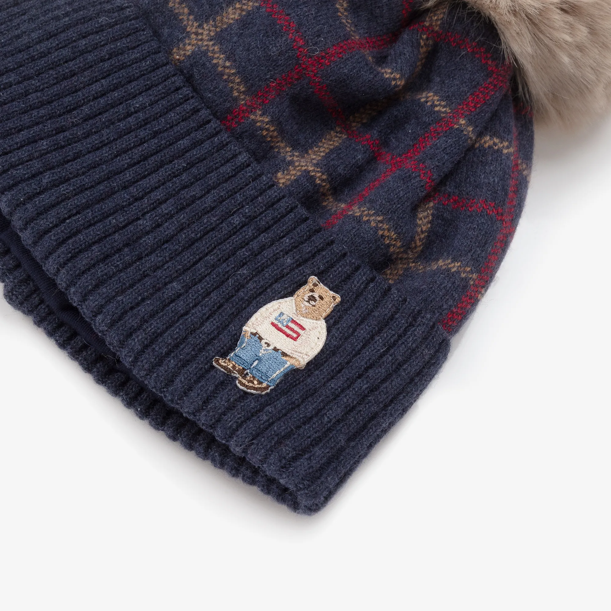 Boys Navy Blue Wool Pom-Pom Hat