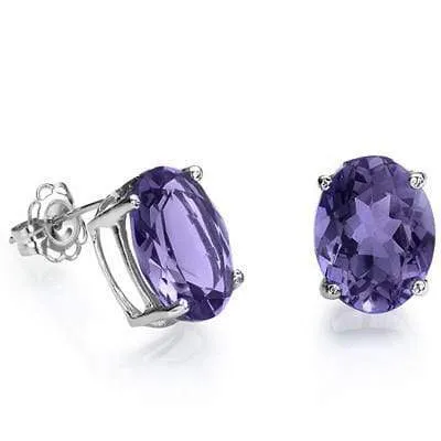 BRILLIANT 1.27 CT IOLITE 10K SOLID WHITE GOLD EARRINGS