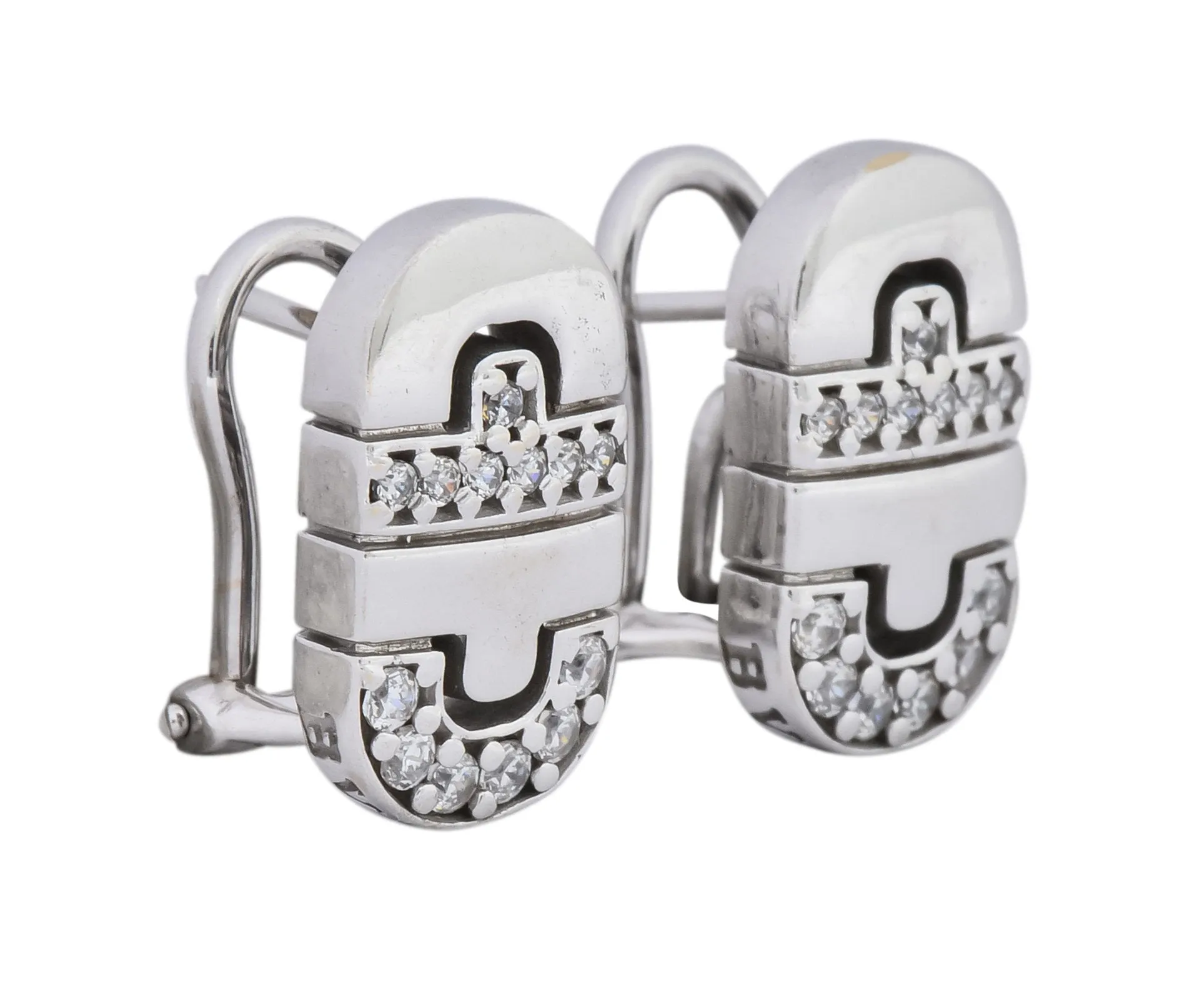 Bulgari Diamond 18 Karat White Gold Parentesi Earrings