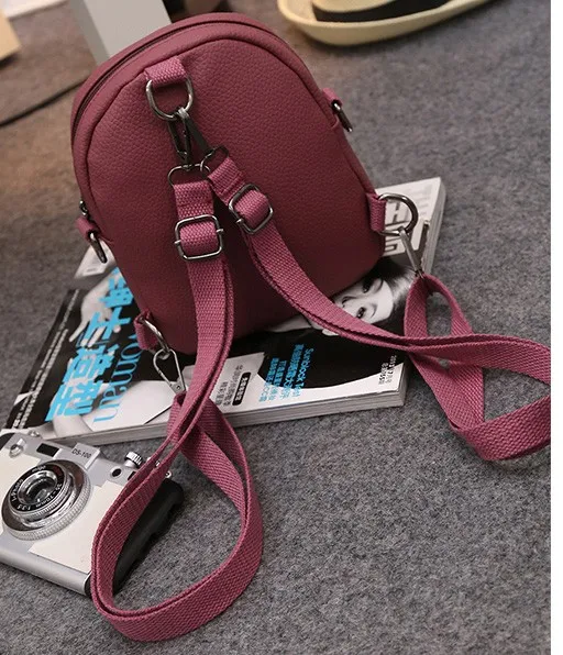 Burgundy Cartoon Cute Eyes Mini Backpack Cross Body Bag