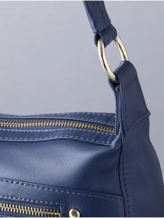 Cartmel II Leather Shoulder Bag in Navy