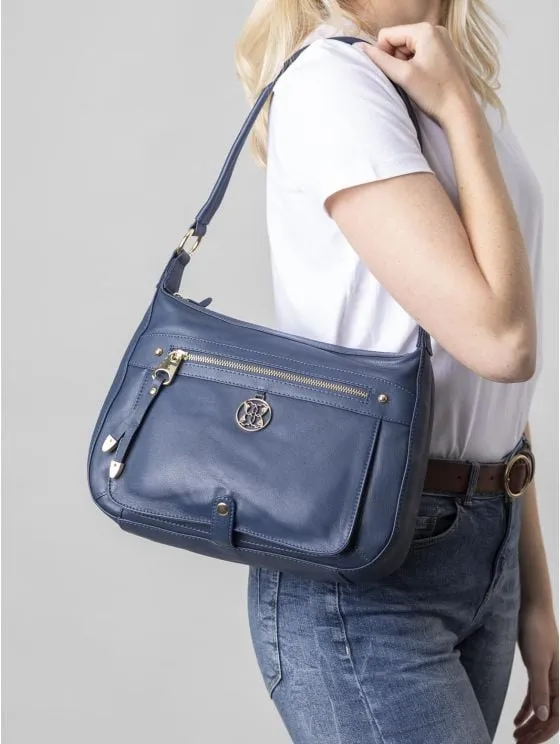 Cartmel II Leather Shoulder Bag in Navy