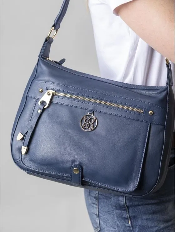 Cartmel II Leather Shoulder Bag in Navy