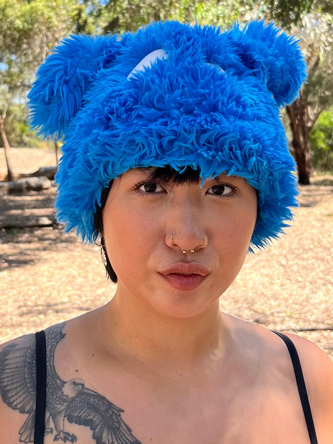 CARTOON FUZZY HAT - BLUE