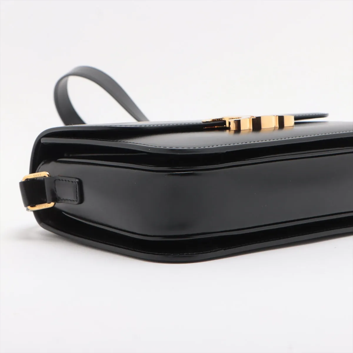 CELINE Triomphe Medium Leather Shoulder bag black