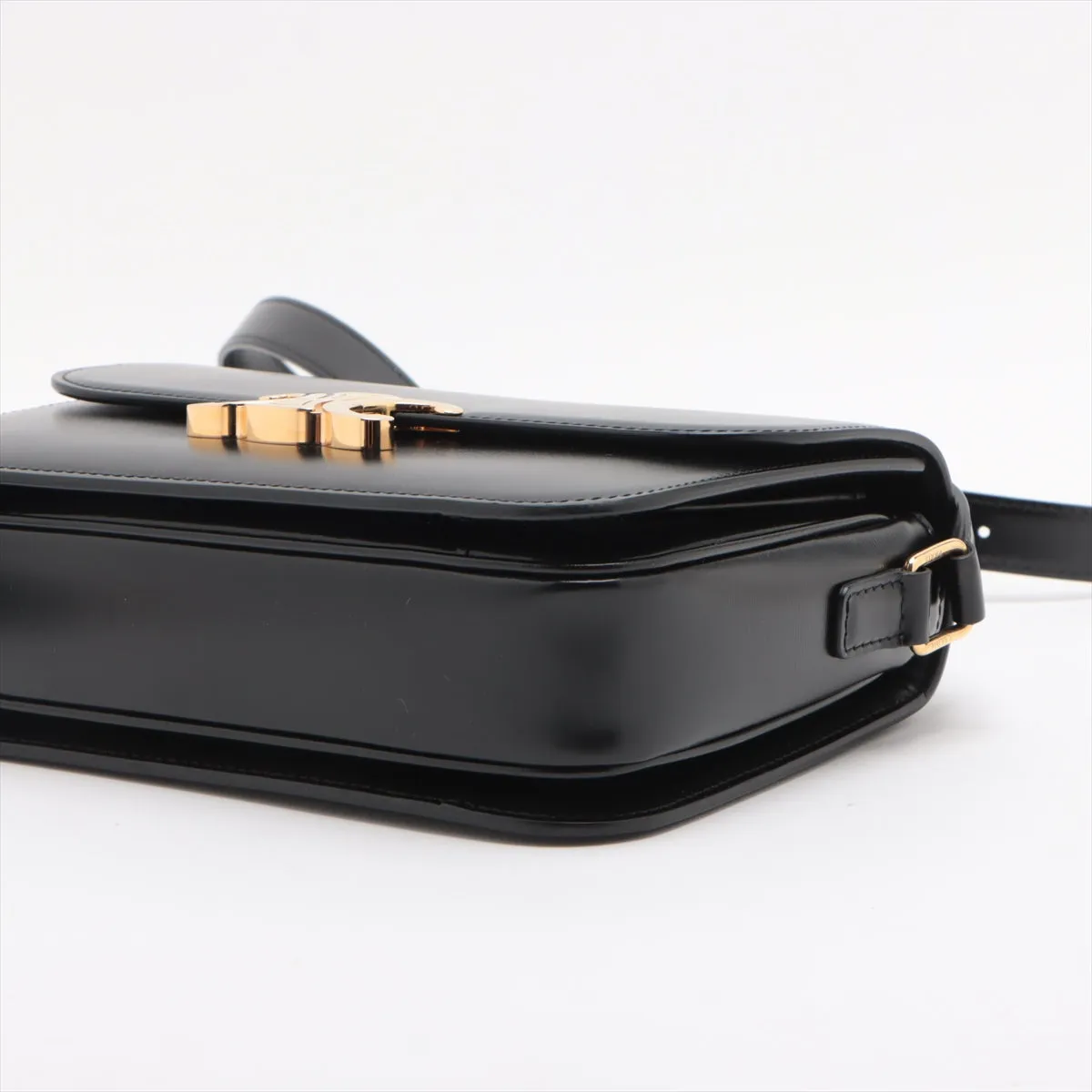 CELINE Triomphe Medium Leather Shoulder bag black