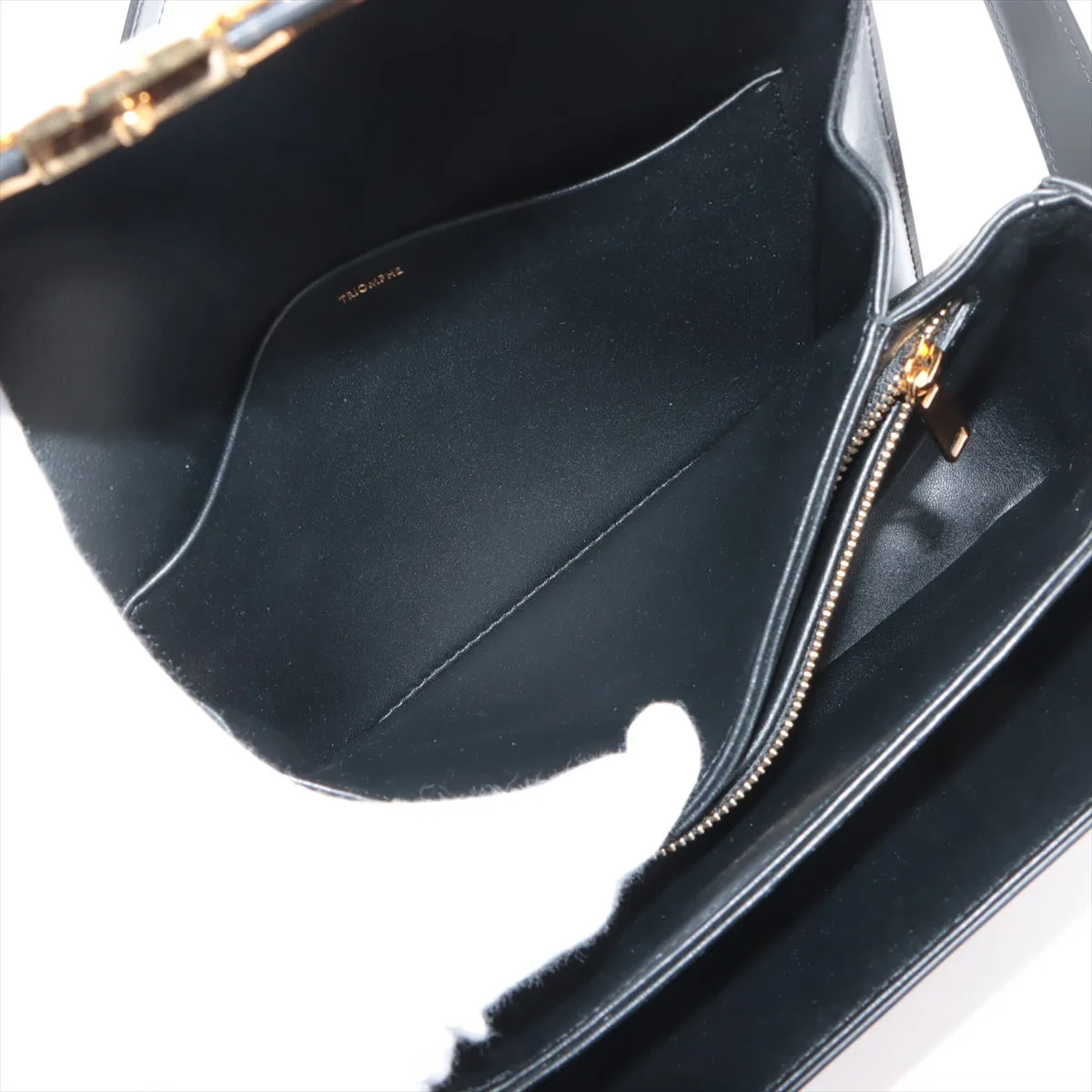 CELINE Triomphe Medium Leather Shoulder bag black