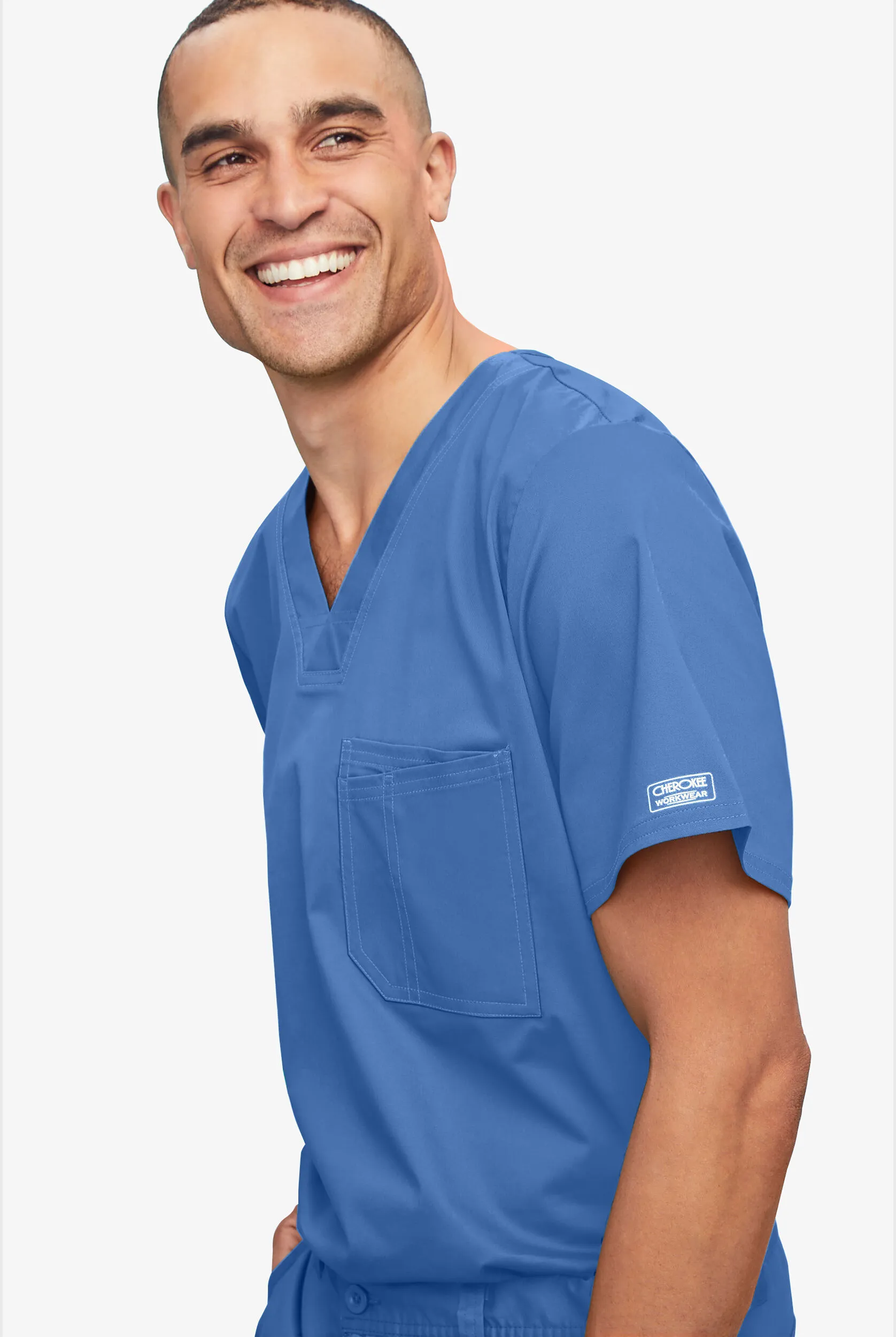 Cherokee Workwear Core STRETCH Men's 2-Pocket V-Neck Scrub Top