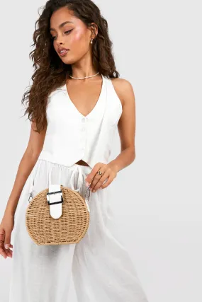 Circle Straw Cross Body Bag