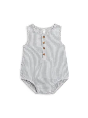 Colored Organics - Organic Baby Wren Seersucker Bubble Romper - Shore Stripe