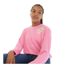 Converse Junior Girls Graphic Boxy Crew Neck Sweatshirt Oops Pink