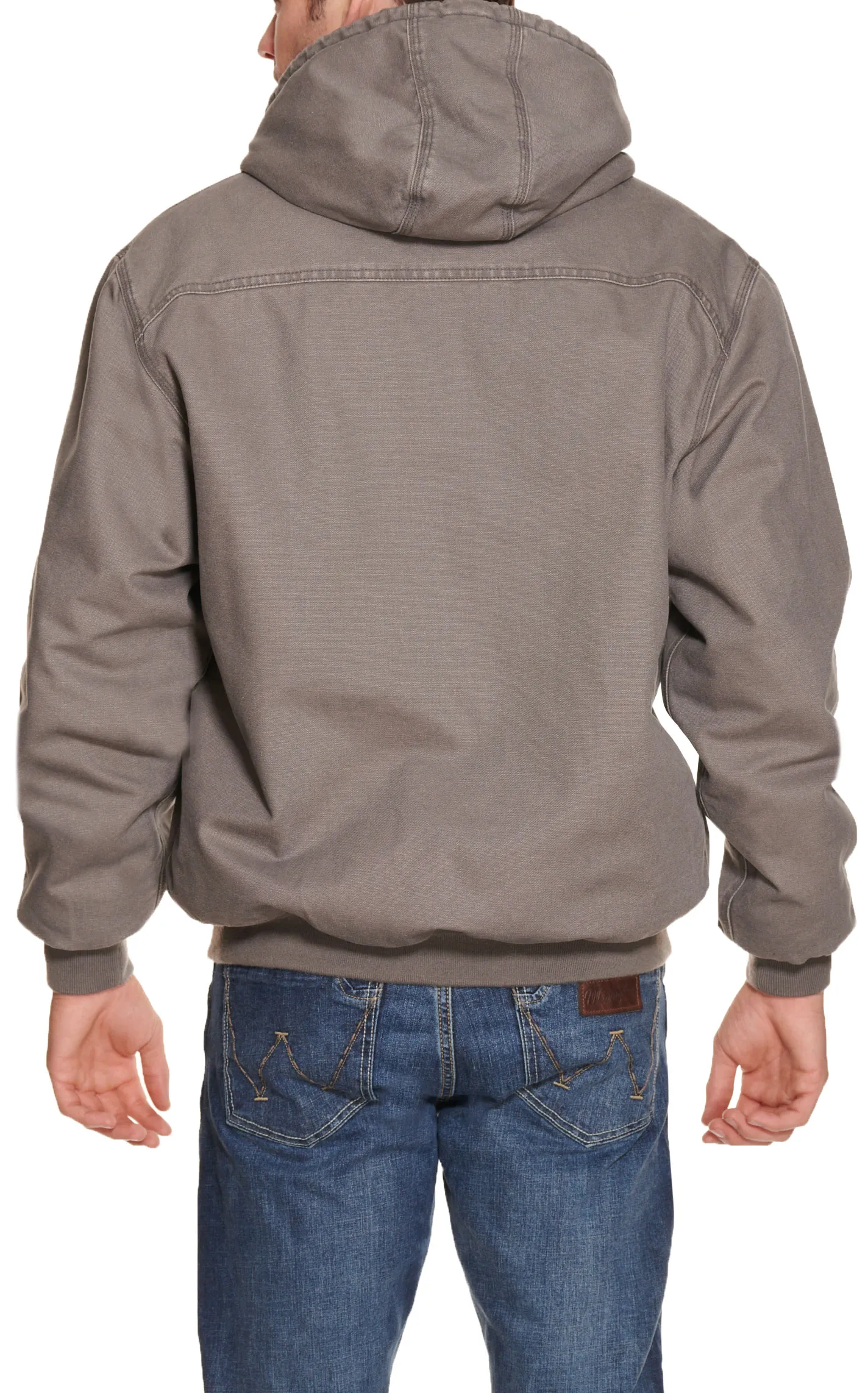 Cowboy Workwear Men's Grey Hooded Canvas Sherpa Lined Jacket