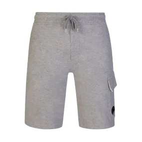 C.P. COMPANY LENS COTTON FLEECE CARGO SHORTS - GREY