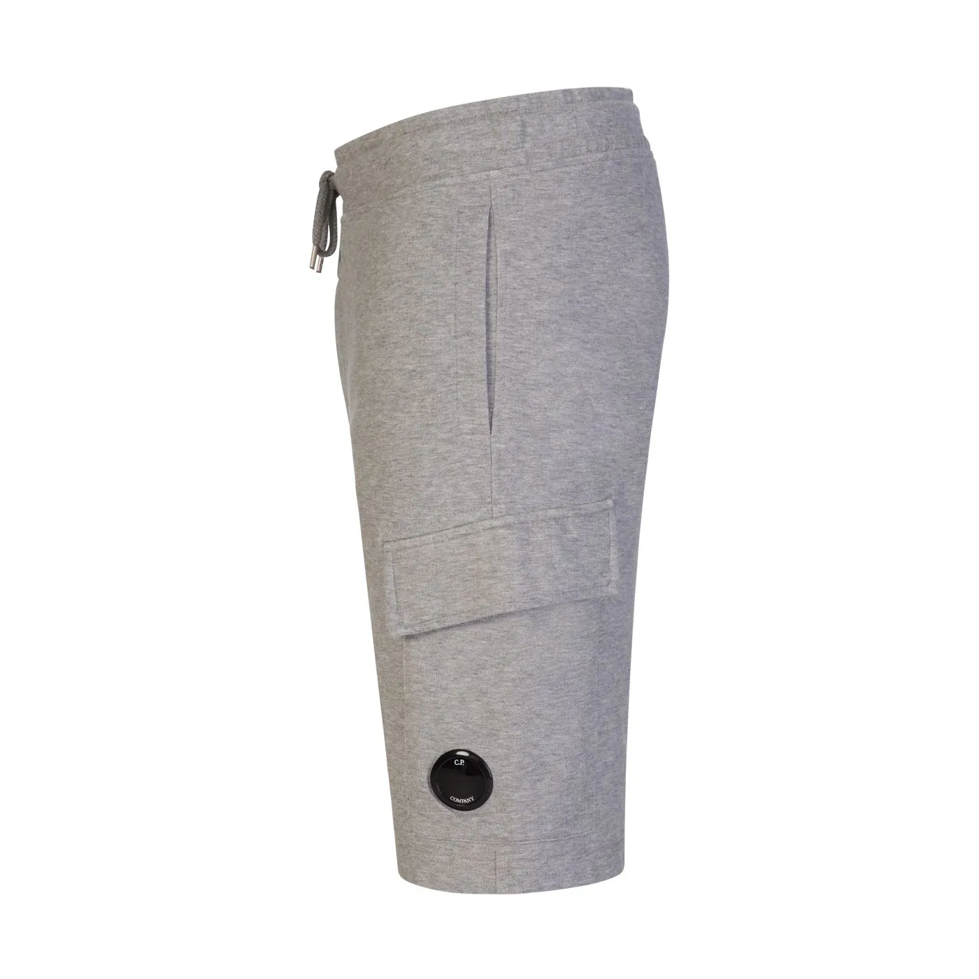 C.P. COMPANY LENS COTTON FLEECE CARGO SHORTS - GREY