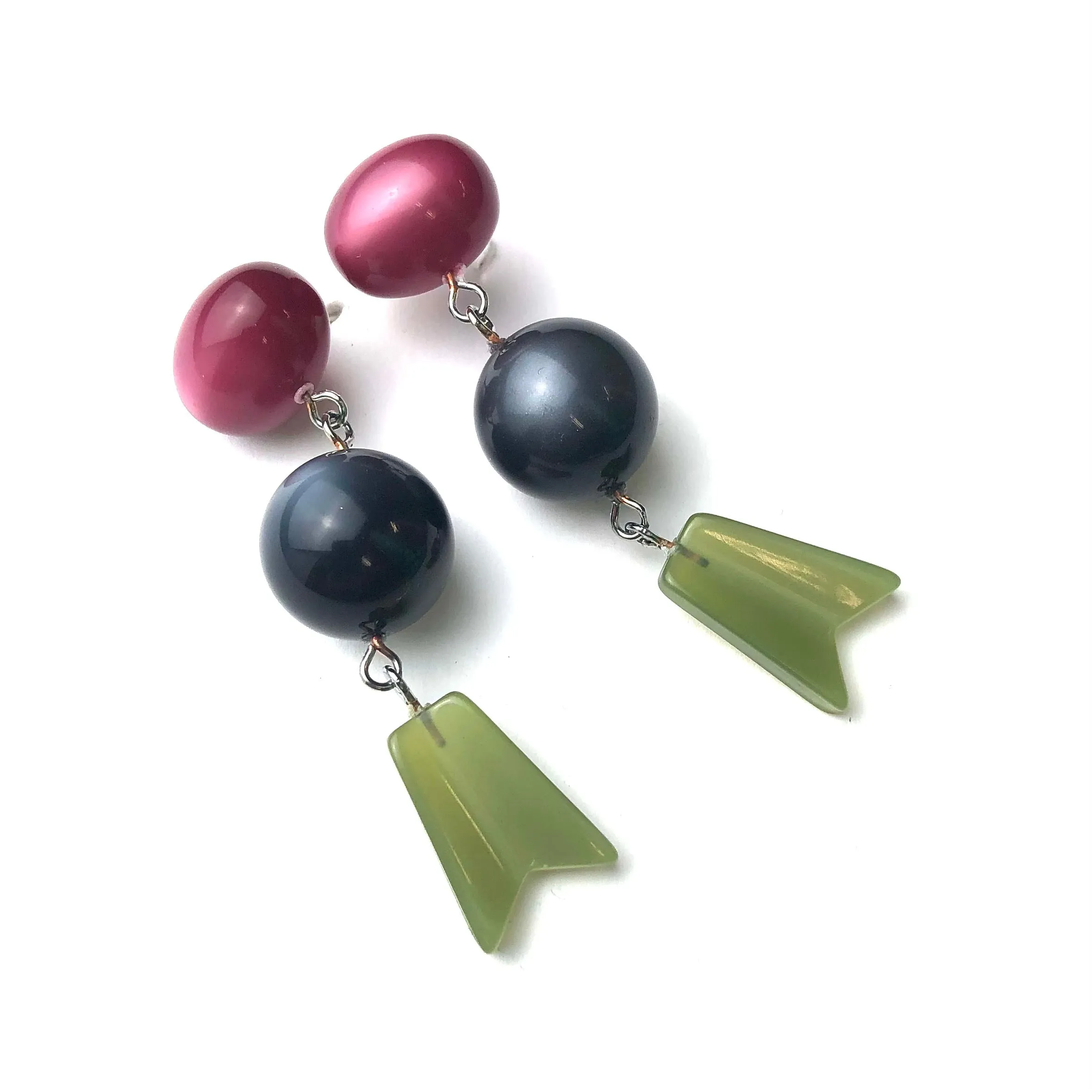 Cranberry Quiver Moonglow Statement Earrings *