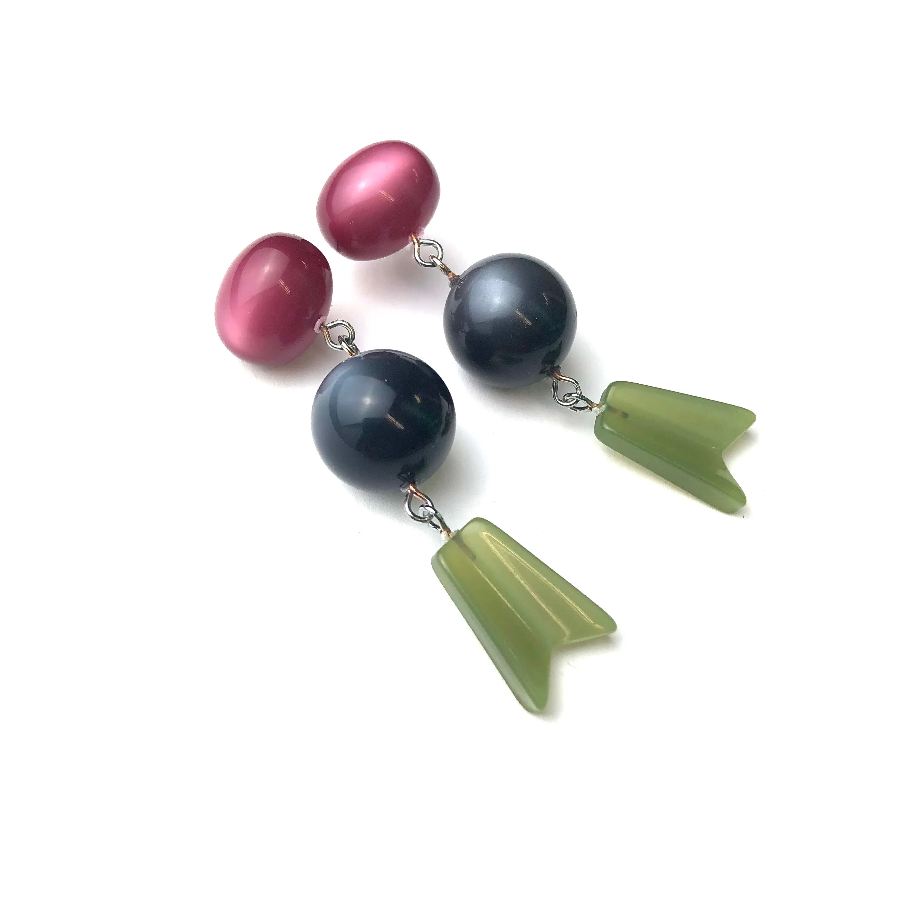 Cranberry Quiver Moonglow Statement Earrings *