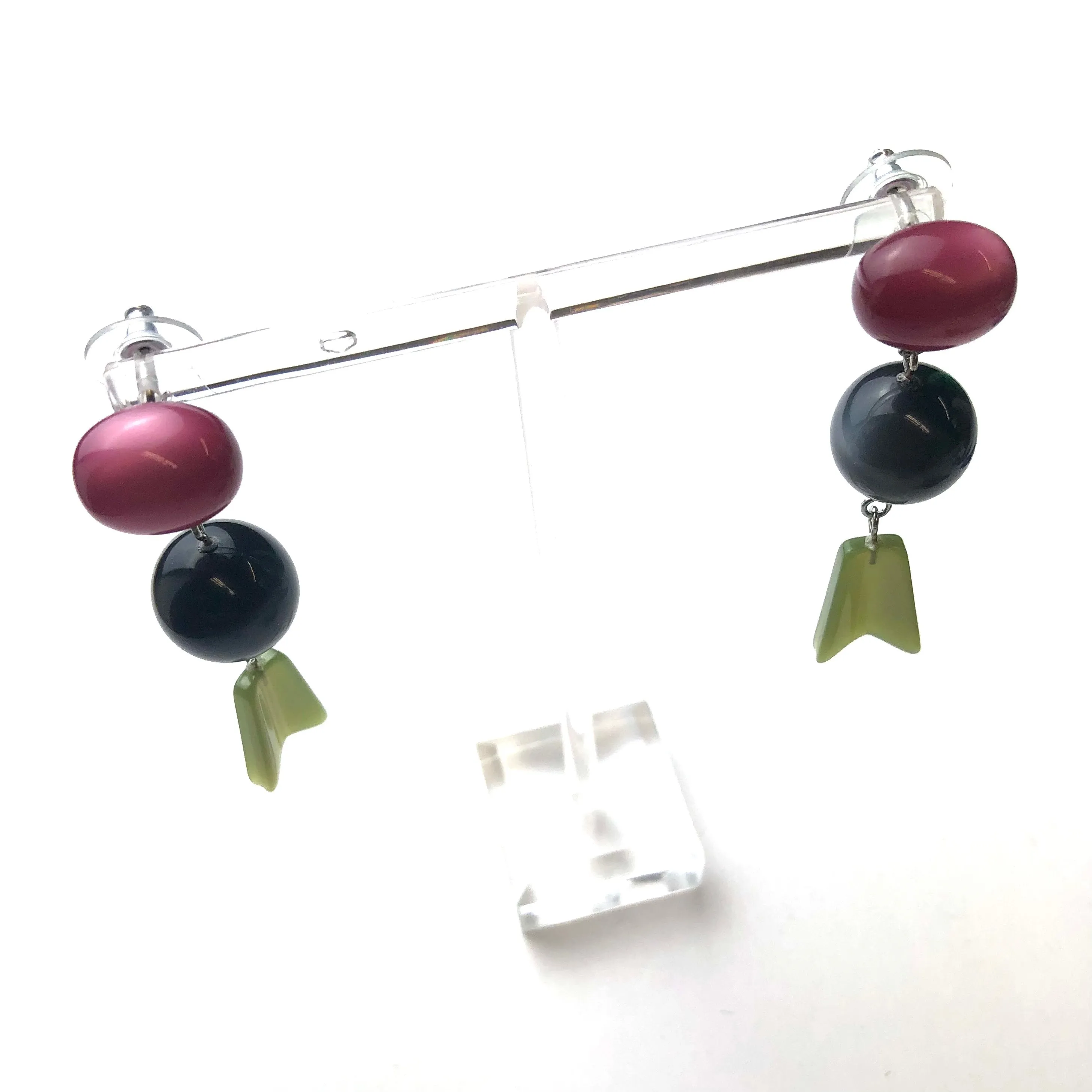 Cranberry Quiver Moonglow Statement Earrings *