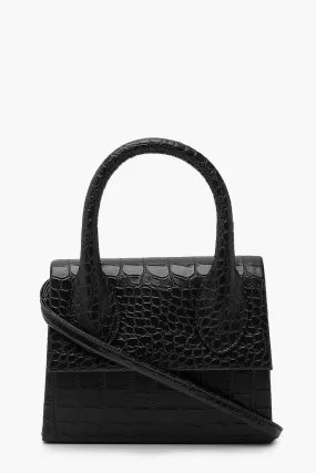 Croc Structured Handle Cross Body Bag