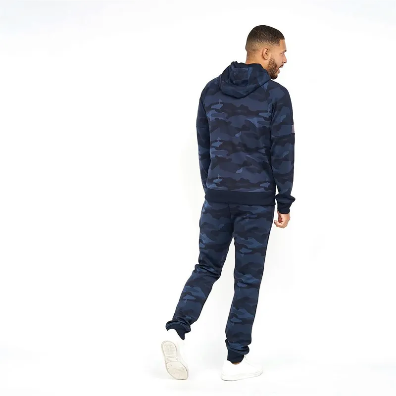 Crosshatch Mens Bricktown AOP Camo Tricot Tracksuit Blue Indigo