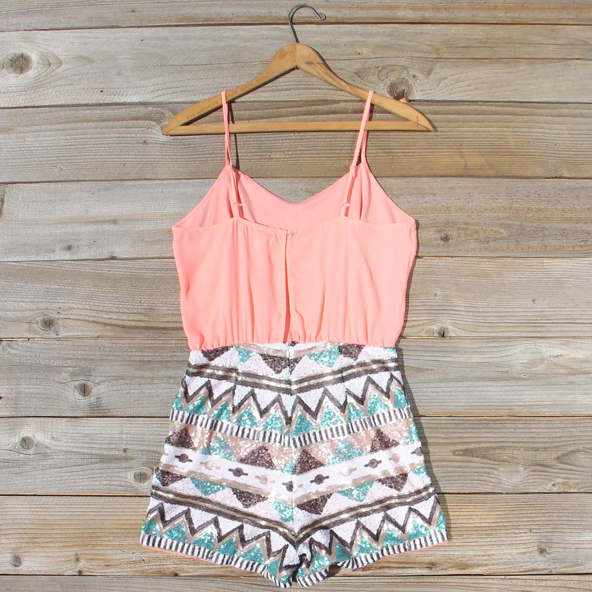 Crystal Wishes Romper in Peach