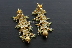 Dainty Pachi Kundan Earrings - Clear