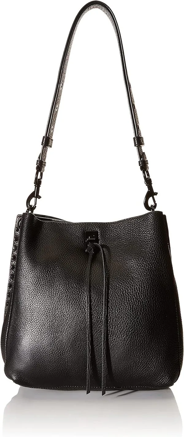 Darren Convertible Shoulder Leather Bag - Black