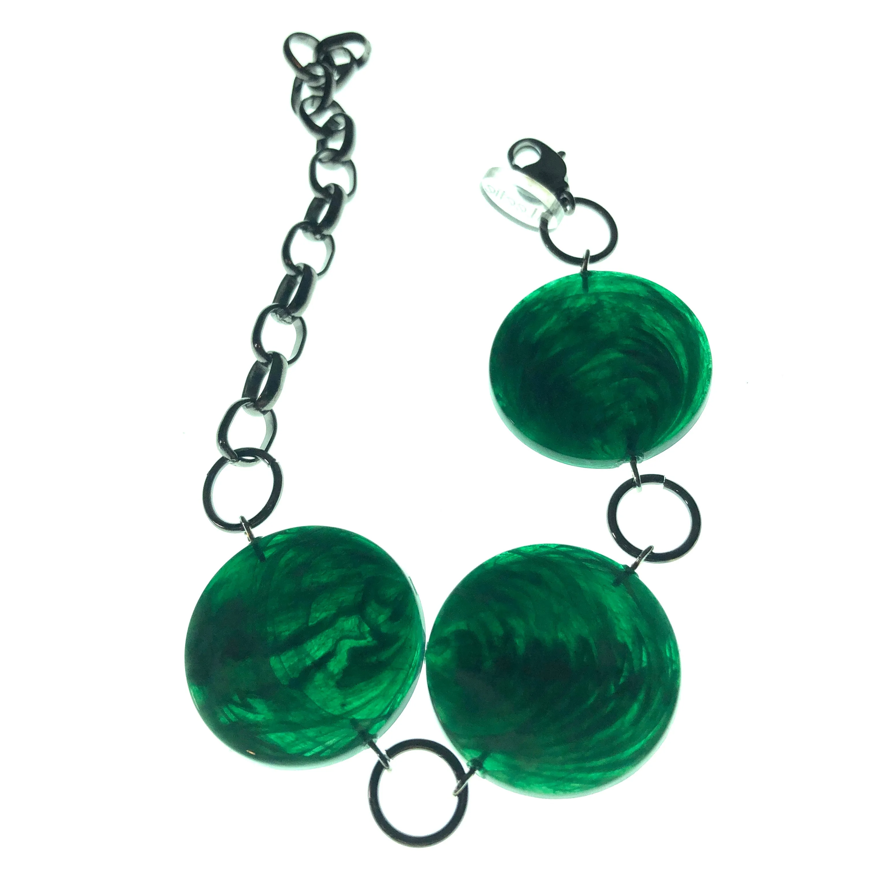 Emerald Marbled Disc Stations Bracelet