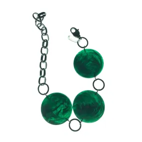 Emerald Marbled Disc Stations Bracelet