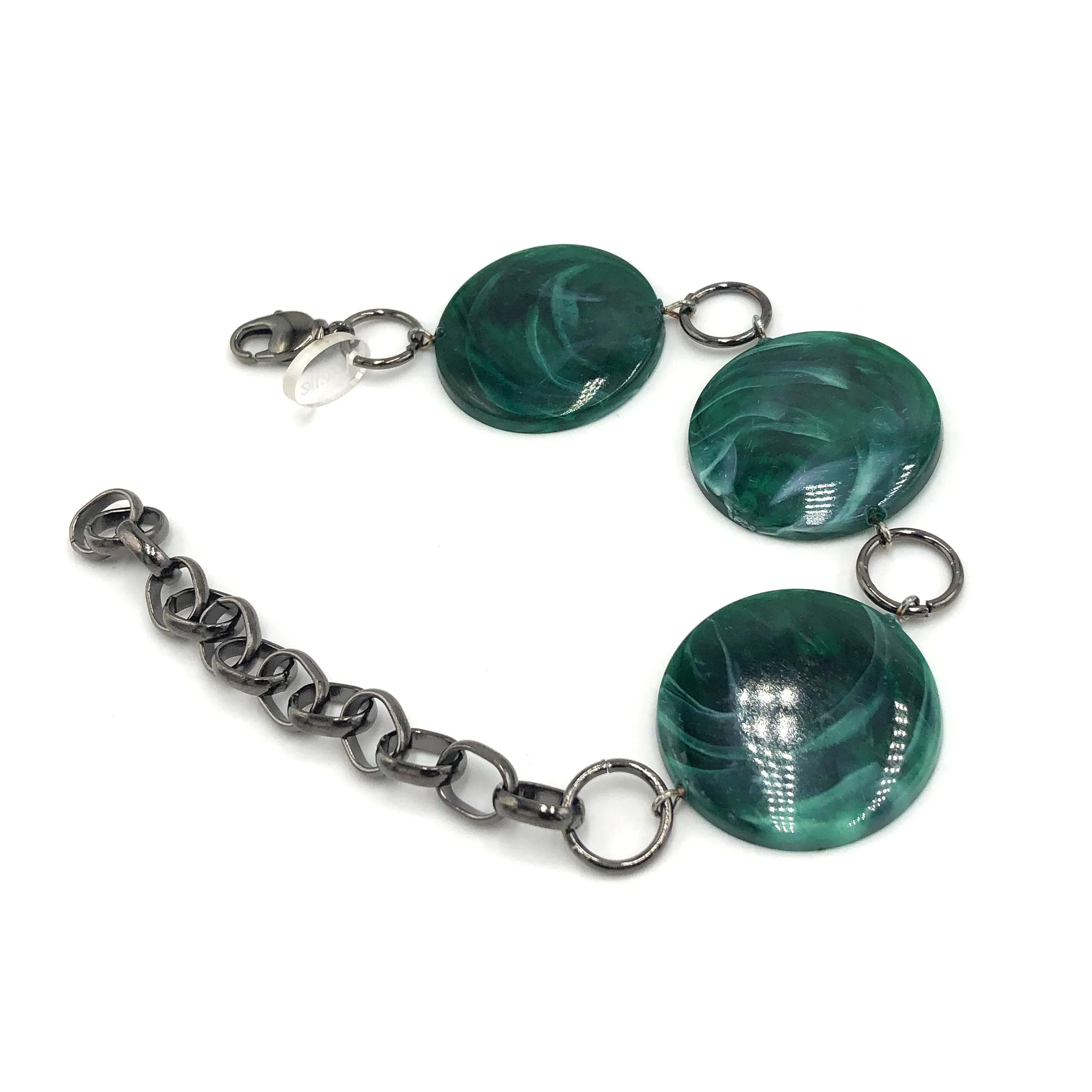 Emerald Marbled Disc Stations Bracelet